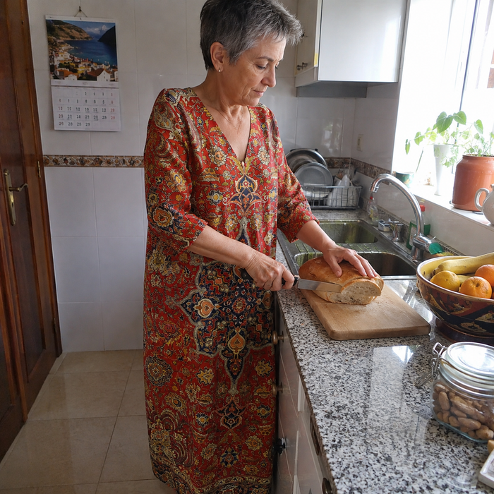 El tejido tiene una caída agradable que no se siente rígida.